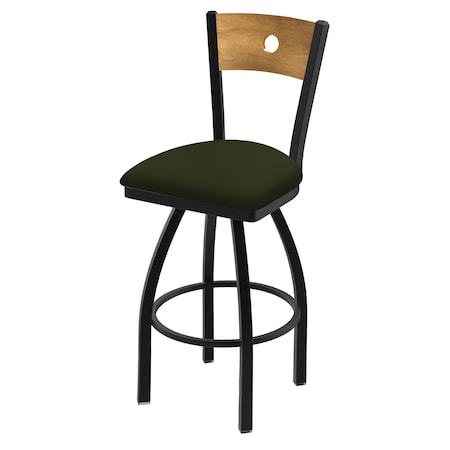 Holland Bar Stool Co 25" Swivel Counter Stool, Black Wrinkle, Med Back, Canter Pine Seat 83025BWMedMplB010